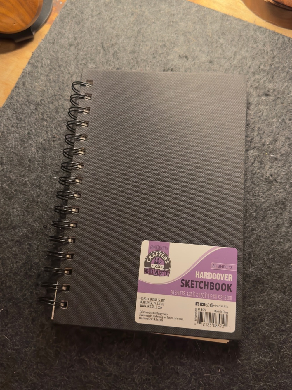 Crafts & Crate Hardcover Spiral Sketchbook - Charcoal Gray